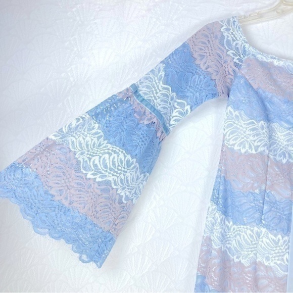 Alexia Admor Women's Blue Lace Off-Shoulder Midi Dress Bell Sleeves sz 0 - Picture 6 of 10